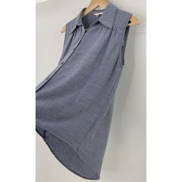 CAbi Drape Keyhole Back Chambray Shirt Sleeveless Top Hi Low Blouse M See Photo - Picture 5 of 13